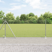 vidaXL Stängselstolpar med Basplattor 13 st Ø32mm 110cm Galvaniserad S...