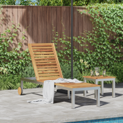 vidaXL Solstol med hjul 207x58x35 cm Massivt akaciaträ & Rostfritt stå...
