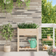 vidaXL Trädgårdspall med hylla 71x37x76 cm Massivt Furu