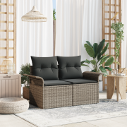 vidaXL 2-Sits Trädgårdssoffa med Förvaring och Kuddar Grå Poly Rattan