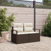 vidaXL 2-Sits Soffa för Trädgård med Kuddar Brun Poly Rattan