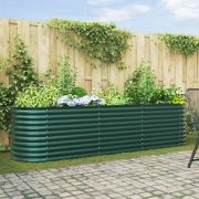 vidaXL Trädgårdsodlingslåda Grön 320x80x81 cm i Galvaniserat Stål