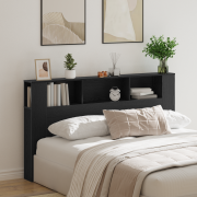 vidaXL Sänggavel Skåp i Svart Ek - 180x18.5x102.5 cm