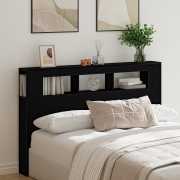 vidaXL Huvudgavel med LED svart ek 160x18,5x45 cm konstruerat trä