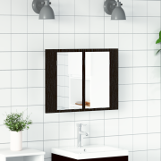 vidaXL Badrumsskåp med spegel LED svart ek 60x12x45 cm konstruerat trä