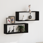 vidaXL Vägghyllor 2 Pack Svart Ek 60x15x23 cm Tillverkade av konstruer...