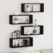 vidaXL Vägghyllor 4 pcs Svart ek 60 x 15 x 23 cm Konstruerat trä