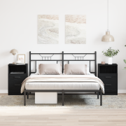 vidaXL Sängbord 2 st svart ek 40x35x65 cm konstruerat trä