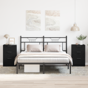 vidaXL Sängbord 2-pack Svart Ek 40x65x65 cm Tillverkat av Konstruerat ...