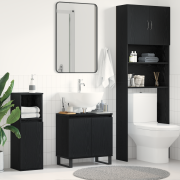 vidaXL Handfatsskåp för badrum svart ek 58x33x60 cm konstruerat trä