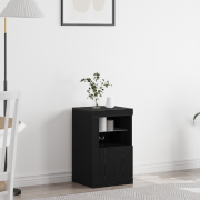 vidaXL Sideboard med LED-lampor svart ek 41x37x67 cm