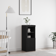 vidaXL Sideboard med LED-lampor svart ek 41x37x100 cm