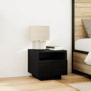 vidaXL Sängbord med LED-lampor 2 st svart ek 40x39x37 cm