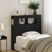 vidaXL Huvudgavel med förvaring och LED svart ek 100x18,5x103,5 cm