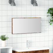 vidaXL Badrumsspegel med förvaringsskåp och LED återvunnet trä 80x37cm