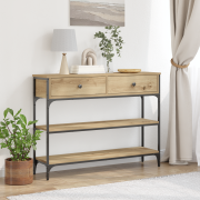 vidaXL Konsolbord artisan ek 100x25x75 cm konstruerat trä och stål