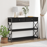vidaXL Konsolbord svart ek 100x28x75 cm konstruerat trä och stål