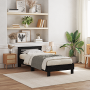 vidaXL Sängram med LED-lampor svart ek 90x190 cm konstruerat trä