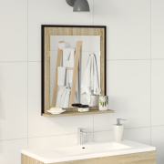vidaXL Badrumsspegel med hylla sonoma-ek 50x12x60 cm konstruerat trä