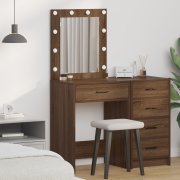 vidaXL Sminkbord med LED-lampor brun ek 50x41x135 cm