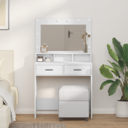 vidaXL Sminkbord med låda Vit 79 x 41 x 135 cm Konstruerat trä