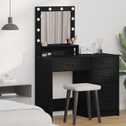 vidaXL Sminkbord med låda Svart ek 50 x 41 x 135 cm Konstruerat trä
