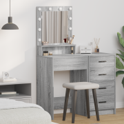 vidaXL Sminkbord med LED-lampor grå sonoma 50x41x135 cm