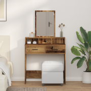 vidaXL Sminkbord med lådor återvunnet trä 79x41x140 cm