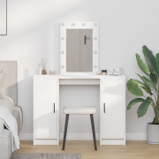vidaXL Sminkbord med LED-lampor vit 102x33x135 cm