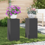 vidaXL Planteringslåda för utomhusbruk 2 st svart 24x24x55 cm stål