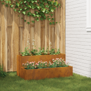 vidaXL Planteringslåda för utomhus 2-skikt 100x60x45cm väderbest.stål