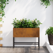 vidaXL Upphöjd planteringslåda för utomhus 60x26x45 cm väderbest. stål