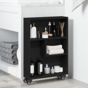 vidaXL Förvaringsvagn smal svart ek 48x13x68 cm konstruerat trä