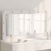 vidaXL Skrivbordsspegel med LED-lampor Vit 100x55x18 cm