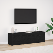 vidaXL TV-bänk med LED Svart Ek 140x34x40 cm Konstruerat Trä
