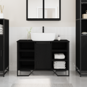 vidaXL Badrumsskåp för handfat Svart ek 91x35x60 cm Konstruerat trä