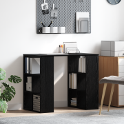 vidaXL Skrivbord med hylla Svart ek 90 x 50 x 75 cm Konstruerat trä