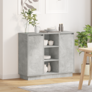 vidaXL Skåp med LED Betonggrå 90x32x75 cm Konstruerat trä