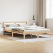 vidaXL Sängram med huvudgavel 160x220 cm massiv furu