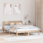 vidaXL Sängram med huvudgavel 200x200 cm i solid tall