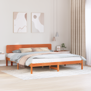 vidaXL Sängram med Huvudgavel i Vaxad Brun, 180 x 200 cm, Massivt Tall...