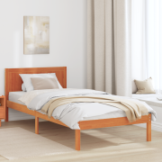 vidaXL Vaxad Brun Sängram Vaxad brun Massivt tallträ 90 x 190 cm Hållb...
