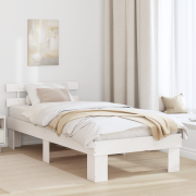 vidaXL Sängram med Huvudgavel Vit 80x200 cm Massiv Trä Tall