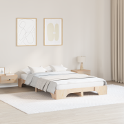 vidaXL Sängram Naturlig Massivt furu 135 x 190 cm Sängram Rektangulär