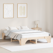 vidaXL Sängram Naturlig Massiv Furu 150 x 200 cm Hållbar Sängram