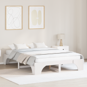 vidaXL Sängram Vit 140x200 cm Massiv Furu