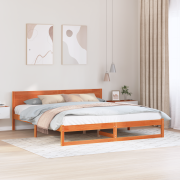 vidaXL Sängram Vaxad brun Massivt tallträ 200 x 200 cm Hållbar