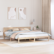 vidaXL Sängram Naturligt trä Massivt tallträ 180 x 200 cm Hållbar
