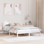 vidaXL Sängram Vit Massivt tall 160 x 200 cm Hållbar Modern
