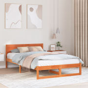 vidaXL Sängram Vaxbrun Massivt furu 120 x 200 cm Hållbar Sängram